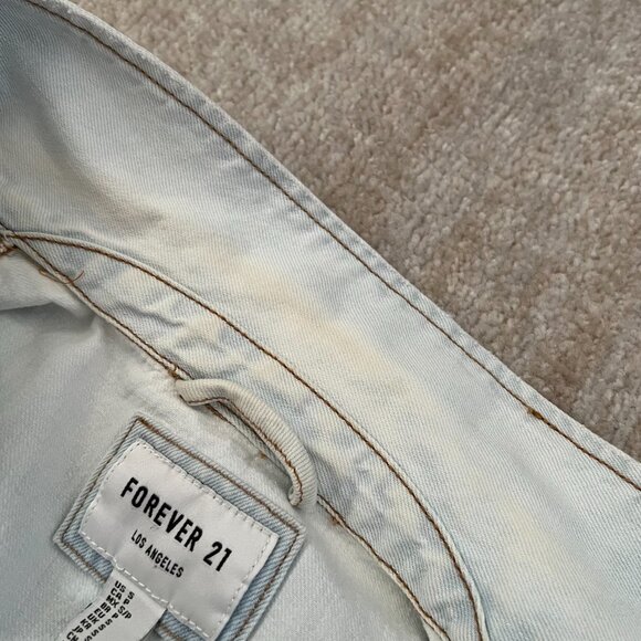 3 for $6 Forever 21 Distressed Blue Cotton Denim Jean Jacket S - Picture 11 of 12